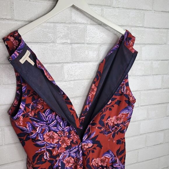 Rebecca Taylor Red Blue Floral Silk Dress - Picture 5 of 7